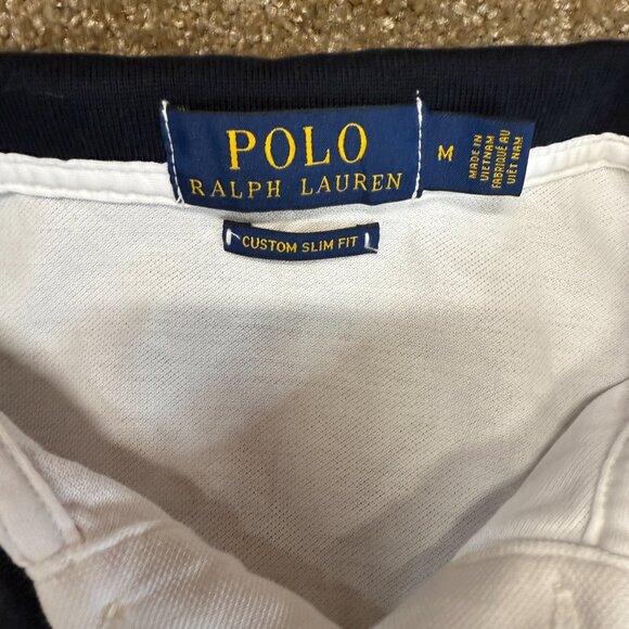 Polo Ralph Lauren Collar Shirt Slim Fit Mens Medium White Red Blue Label Custom - Picture 5 of 12